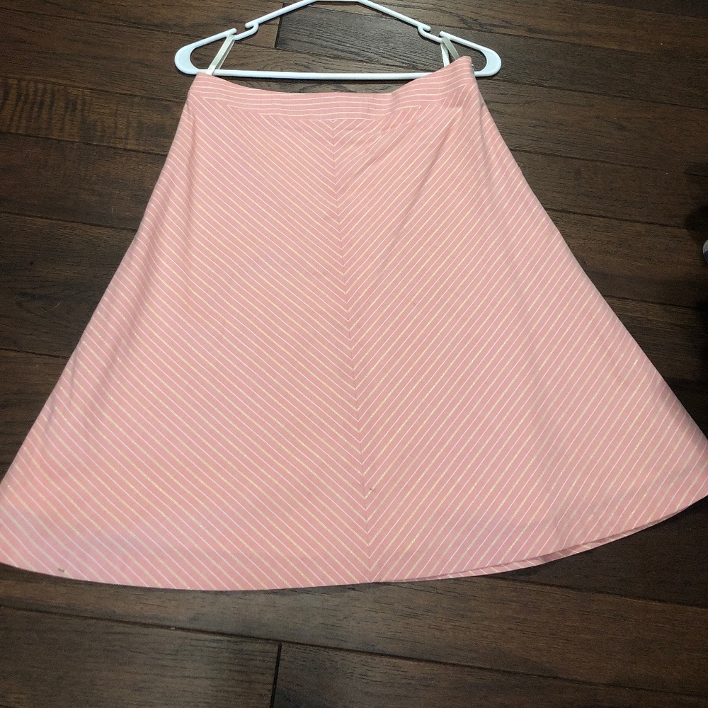 Banana Republic Pink gold and white pinstripe cotton skirt